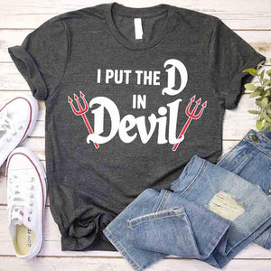 I Put the D in Devil Shirts For Couples Funny Matching Him & Her Halloween T-Shirts — view 18