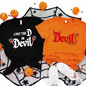 I Put the D in Devil Shirts For Couples Funny Matching Him & Her Halloween T-Shirts — view 1
