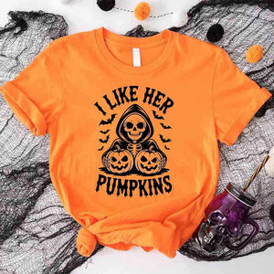 I Like Her Pumpkins & His Broomstick Shirts | Funny Matching Halloween Couple T-Shirts — view 13