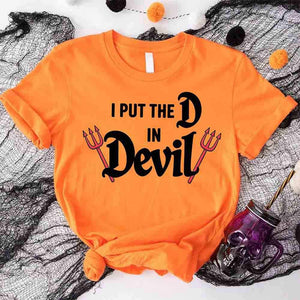 I Put the D in Devil Shirts For Couples Funny Matching Him & Her Halloween T-Shirts — view 10