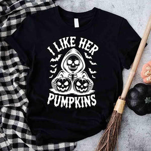 I Like Her Pumpkins & His Broomstick Shirts | Funny Matching Halloween Couple T-Shirts — view 10