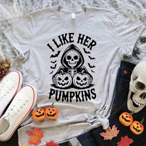 I Like Her Pumpkins & His Broomstick Shirts | Funny Matching Halloween Couple T-Shirts — view 14
