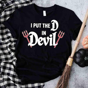 I Put the D in Devil Shirts For Couples Funny Matching Him & Her Halloween T-Shirts — view 14