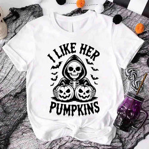 I Like Her Pumpkins & His Broomstick Shirts | Funny Matching Halloween Couple T-Shirts — view 8