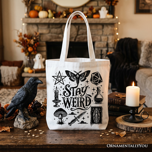 Stay Weird Witchy Vibes Tote Bag, Mystical Halloween Gift Shopper for Powerful Women — view 5