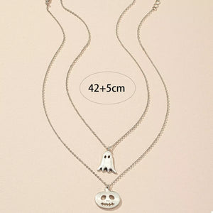 2 Piece Halloween Ghost & Pumpkin Pendant Necklace — view 5