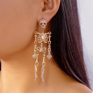 Halloween Skeleton Skull Zircon Drop Earrings — view 2