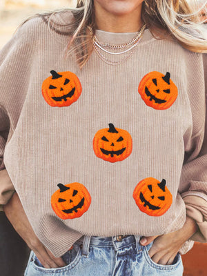 Halloween Pumpkin Drop Shoulder Sweatshirt — view 4