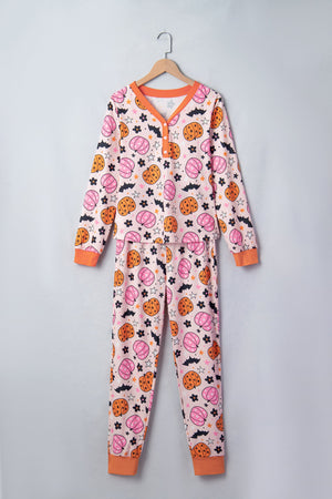 Halloween Pumpkin Long Sleeve Top & Pants Lounge Set — view 2
