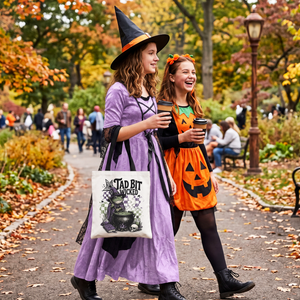Tad Bit Wicked Frog Witch Tote Bag, Spooky Halloween Cauldron Gift Shopper — view 8