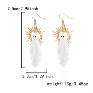 Halloween Sunburst Ghost Drop Earrings — view 7