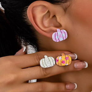 3 Piece Halloween Pumpkin Stud Earrings — view 1
