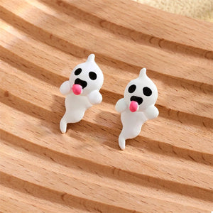 Halloween Ghost and Pumpkin Dangle Earrings — view 2