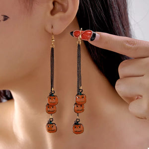 Halloween Pumpkin Chain Drop Earrings — view 1