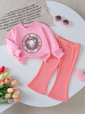 Children's Halloween Graphic Sweatshirt and Flare Pants Set — view 21
