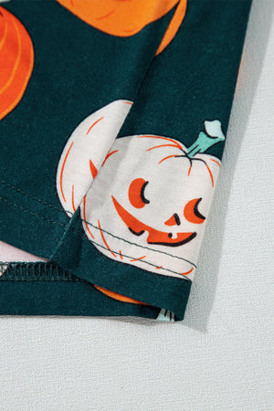 Orange Halloween Pattern Short Sleeve Shirt Pajama Set — view 29