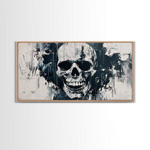 Gothic Skull Art Canvas Print, Dark Moody Abstract Wall Decor, Halloween Living Room Art, Unique Therapy Art Gift, Dark Angels Print — view 2