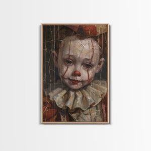 Haunting Clown with Cracked Face - Spooky Halloween Art Print - Creepy Home Decor - Scary Clown Wall Art - Perfect Halloween Decoration — view 1