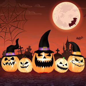 8 Feet Inflatable Pumpkin Family Waterproof Halloween Yard Decoration with LED Lights — view 1