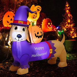 5 Feet Long Halloween Inflatable Dachshund Dog with Pumpkin — view 1