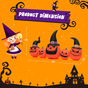8 Feet Inflatable Pumpkin Family Waterproof Halloween Yard Decoration with LED Lights — view 3