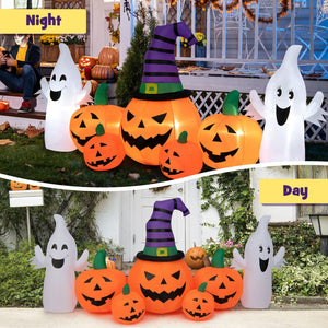 9 Feet Long Halloween Inflatable Pumpkins with 2 Ghosts — view 6