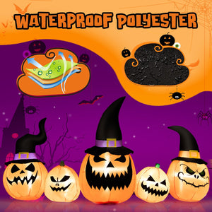 8 Feet Inflatable Pumpkin Family Waterproof Halloween Yard Decoration with LED Lights — view 7
