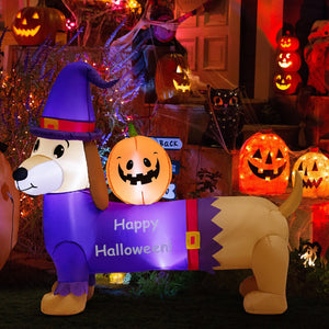 5 Feet Long Halloween Inflatable Dachshund Dog with Pumpkin — view 7