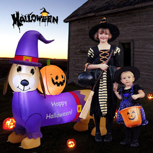 5 Feet Long Halloween Inflatable Dachshund Dog with Pumpkin — view 6
