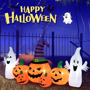 9 Feet Long Halloween Inflatable Pumpkins with 2 Ghosts — view 5