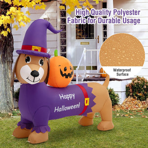 5 Feet Long Halloween Inflatable Dachshund Dog with Pumpkin — view 8