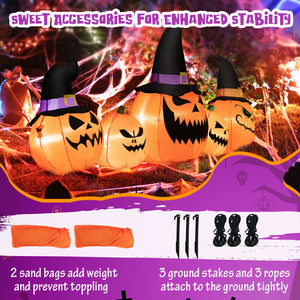 8 Feet Inflatable Pumpkin Family Waterproof Halloween Yard Decoration with LED Lights — view 6