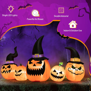 8 Feet Inflatable Pumpkin Family Waterproof Halloween Yard Decoration with LED Lights — view 2