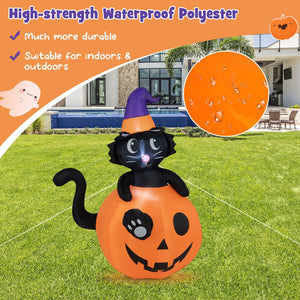5 Feet Inflatable Halloween Pumpkin with Witch's Black Cat — view 3