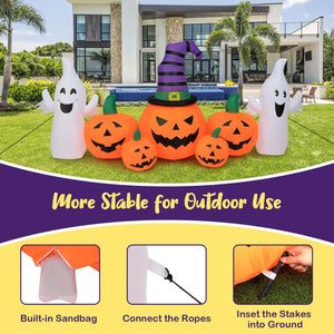 9 Feet Long Halloween Inflatable Pumpkins with 2 Ghosts — view 8