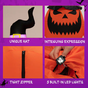 8 Feet Inflatable Pumpkin Family Waterproof Halloween Yard Decoration with LED Lights — view 8