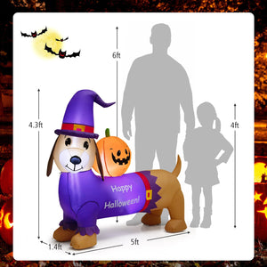 5 Feet Long Halloween Inflatable Dachshund Dog with Pumpkin — view 4