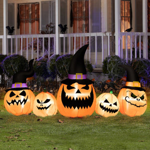 8 Feet Inflatable Pumpkin Family Waterproof Halloween Yard Decoration with LED Lights — view 5