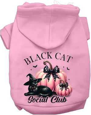 Pink and Black Cat Social Club Halloween Pet Hoodie — view 1