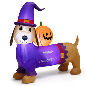 5 Feet Long Halloween Inflatable Dachshund Dog with Pumpkin — view 2
