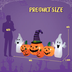 9 Feet Long Halloween Inflatable Pumpkins with 2 Ghosts — view 3