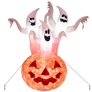 6 Feet Inflatable Halloween Ghosts with Pumpkin Decor and Rotating Lamp — view 3