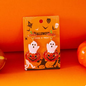 Halloween Ghost Pumpkin Dangle Earrings — view 4