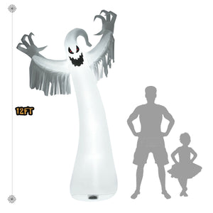 12 Feet Halloween Inflatable Spooky Ghost with Blower and LED Lights — view 4