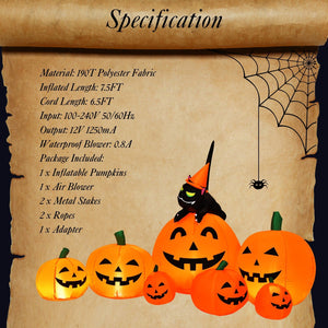 Halloween 7.5 Feet Inflatable Pumpkin Combo with Witch Black Cat — view 4