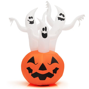 6 Feet Inflatable Halloween Ghosts with Pumpkin Decor and Rotating Lamp — view 4