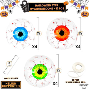 12-Pack: 22 Inch Halloween Eyeball Balloons — view 4