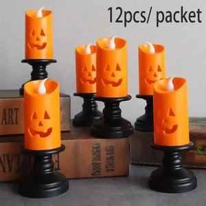 12-Pieces: Halloween LED Pumpkin Chandelier Candles — view 5
