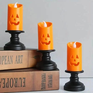 12-Pieces: Halloween LED Pumpkin Chandelier Candles — view 1