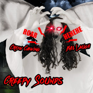 6.6 Feet Halloween Animatronic Standing Angel with Sound-Activated Light-up Eyes and Flapping Wings — view 8